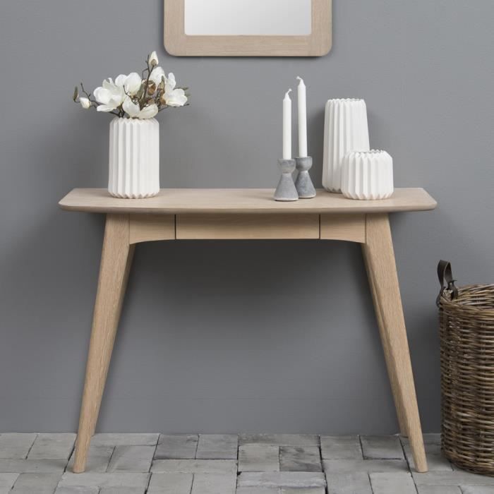 bureau design - pecara - chêne blanchi - 105 cm - avec tiroir - style scandinave