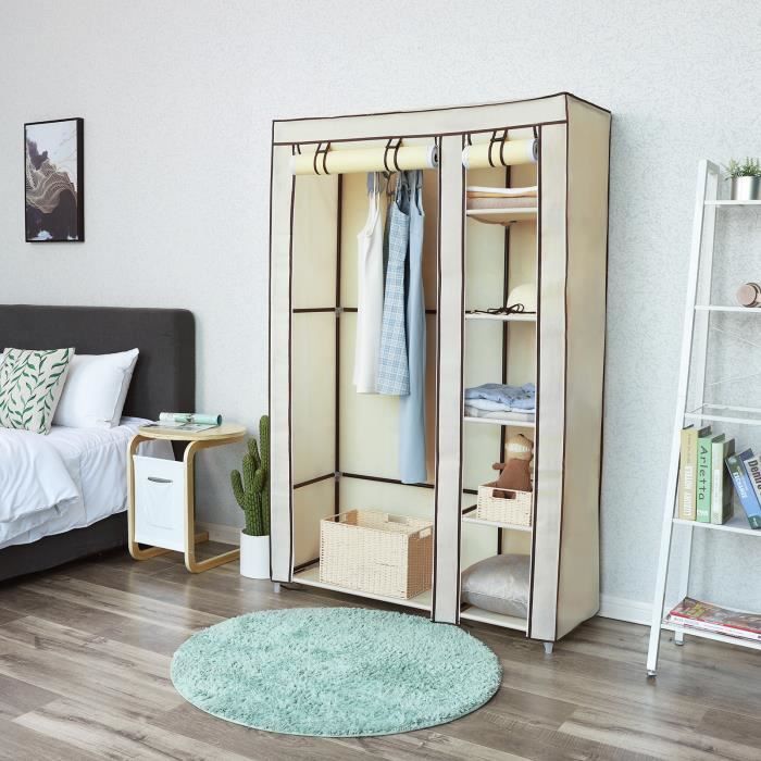 Songmics Armoire De Rangement Xl 110 X 45 X 175 Cm L X L X H Dressing Penderie De Vetement Pliable En Toile Beige Lsf007m Achat Vente Penderie Souple Songmics Armoire De Rangem Cdiscount