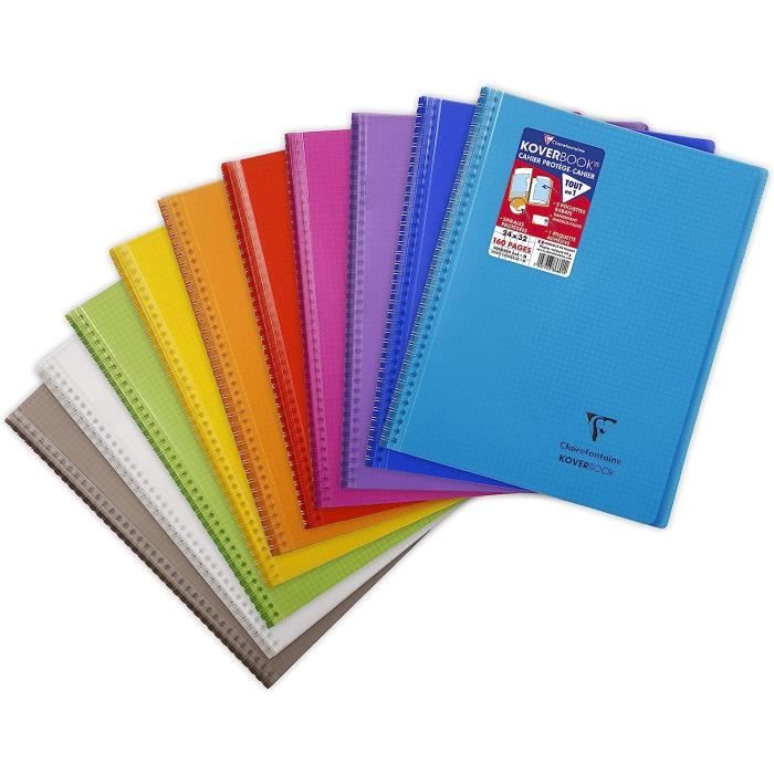 Cahier à spirales 24 x 32 cm 100 pages Grands carreaux Koverbook