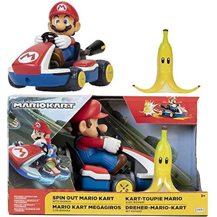 Jouet - SUPER MARIO - Véhicule de Course Toupie Mario Rouge - 360° - 6cm - À partir de 3 ans