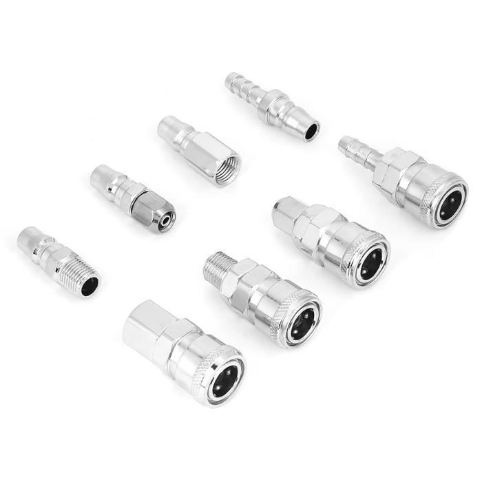 Raccord Rapide 8mm Pour Compresseur - Lot De 2 - Acier Traité - Neuf