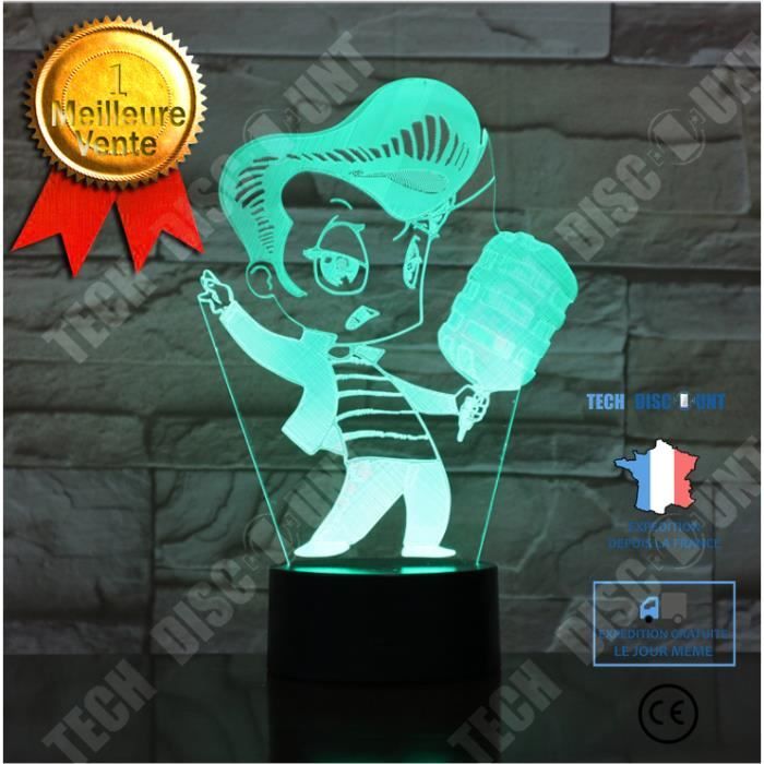 Veilleuse - Lampe Illusion 3D En Acrylique Avec Batterie Usb - 7 Couleurs - Maison