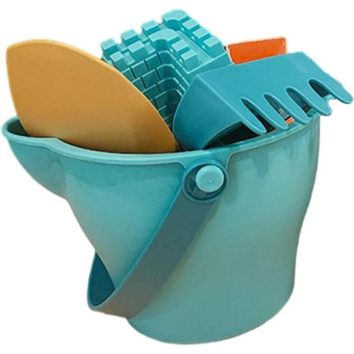 Schildkru00f6t Ensemble De Jouets De Plage 7 En 1 | Seau Pliable De 3 Litres Avec 6 Jouets De Sable | Design Compact Et Peu Encombrant | Idu00e9al Pour Les Voyages Et