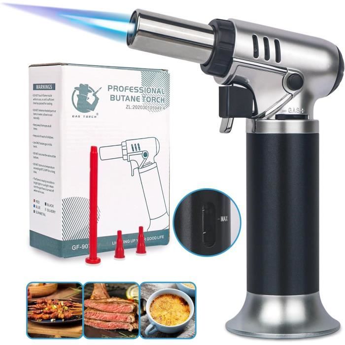 Chalumeau De Cuisine Carehabi - Flamme Réglable 1300°C - Sécurité Enfants - Pour Crème Brûlée, Barbecue