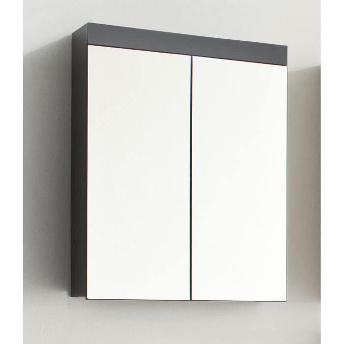 Armoire de salle de bain - TRENDTEAM - Amanda - 2 portes miroir - Gris - 60x17x77cm