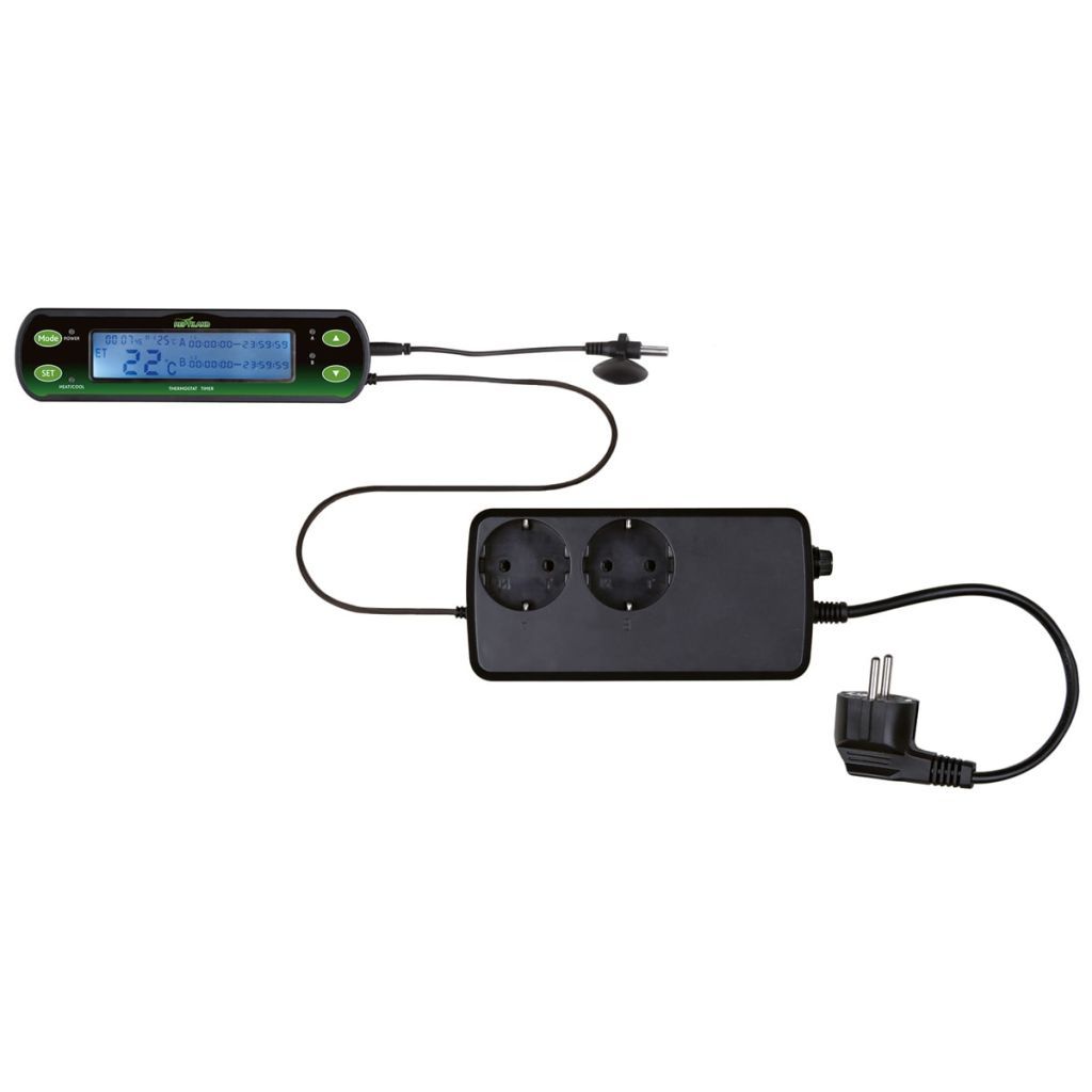 Thermostat numérique - TRIXIE - 16x4 cm - 2 circuits - Minuterie programmable - Plage 0-50°C