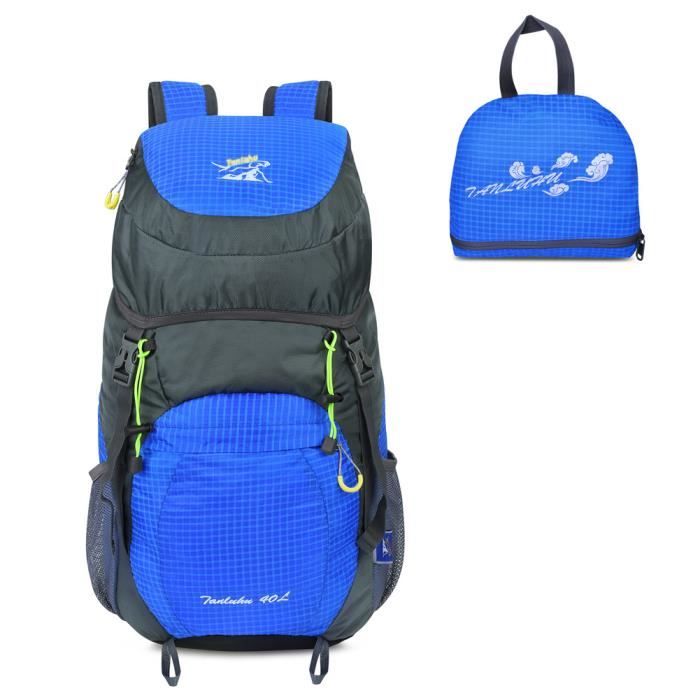 Sac à Dos Respirant Ultraleger Sac à Dos De Voyage 40L Ultraléger Et Respirant - Nylon Résistant à L'eau, Bleu Clair, OcioDual Sac à Dos Bleu Clair Randonnée