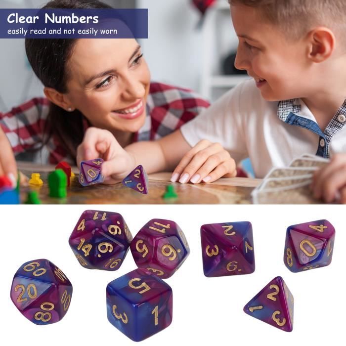 Lot de 7 Dés à jouer Jeux de Société Angles Arrondis , Jeu de dés RUIDA ...