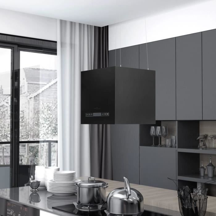 Elegant Hotte suspendue à LCD tactile 37 cm Acier enduit de poudre Bonne vie33396 - Noir 1156 Kg