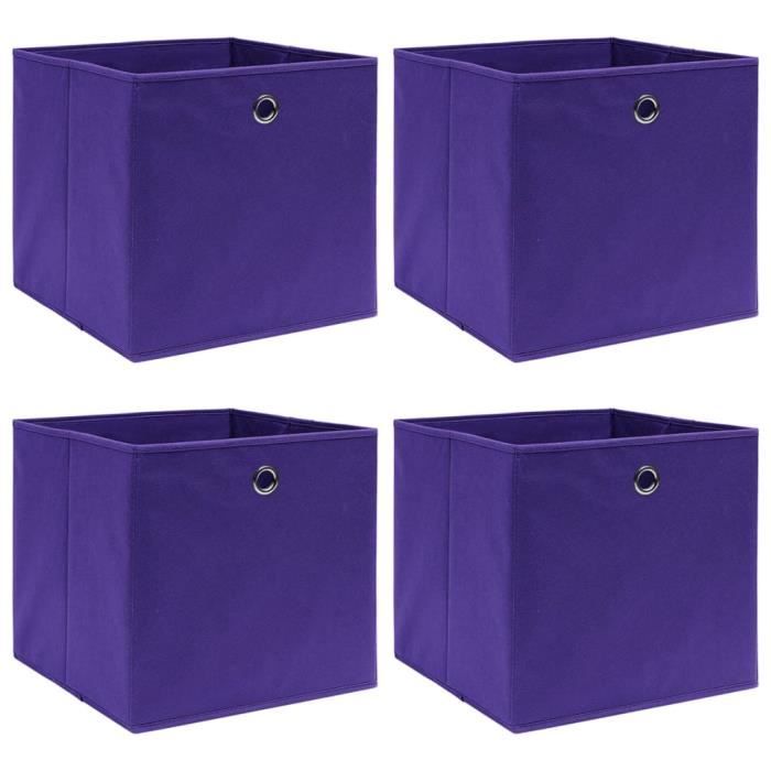 Coffre de rangement haut de gamme JILL Boîtes de rangement 4 pcs Tissu intissé 28x28x28 cm Violet