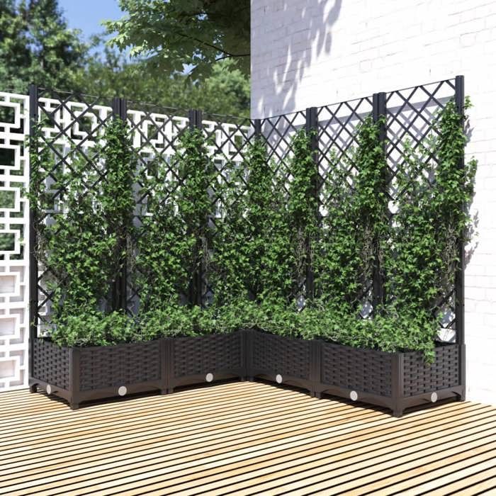 vidaXL Jardinière avec treillis 120x120x121 5 cm PP