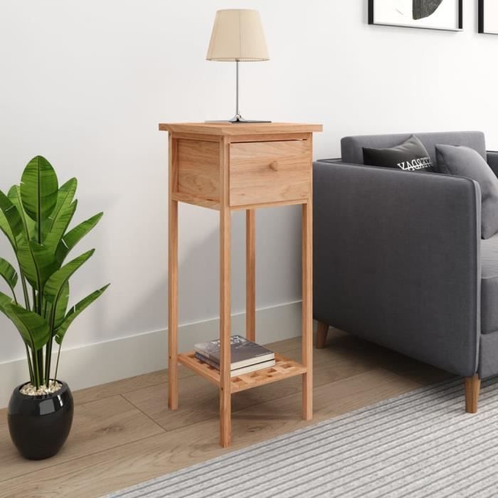 vidaXL Table dappoint avec tiroir 25x25x60 cm Bois massif de noyer 350343