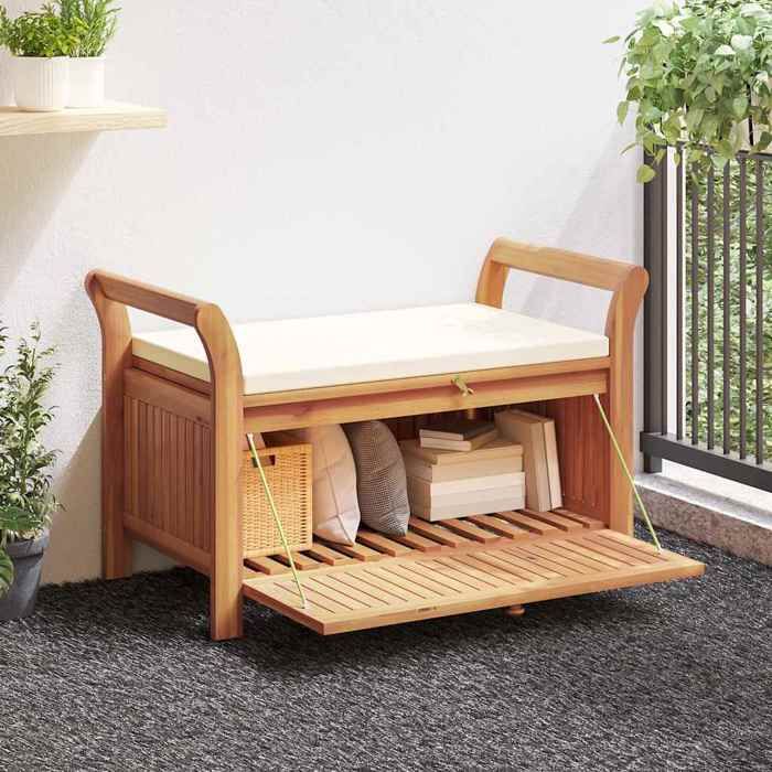 VIDAXL Banc de rangement jardin avec coussin Bois d'acacia