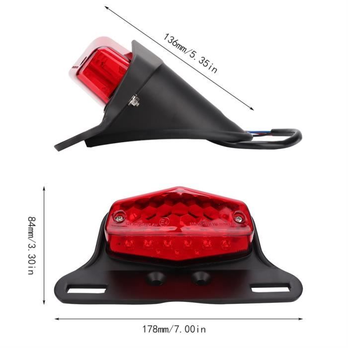 Feu Arrière de Moto universel Rétro LED Voyant de Plaque