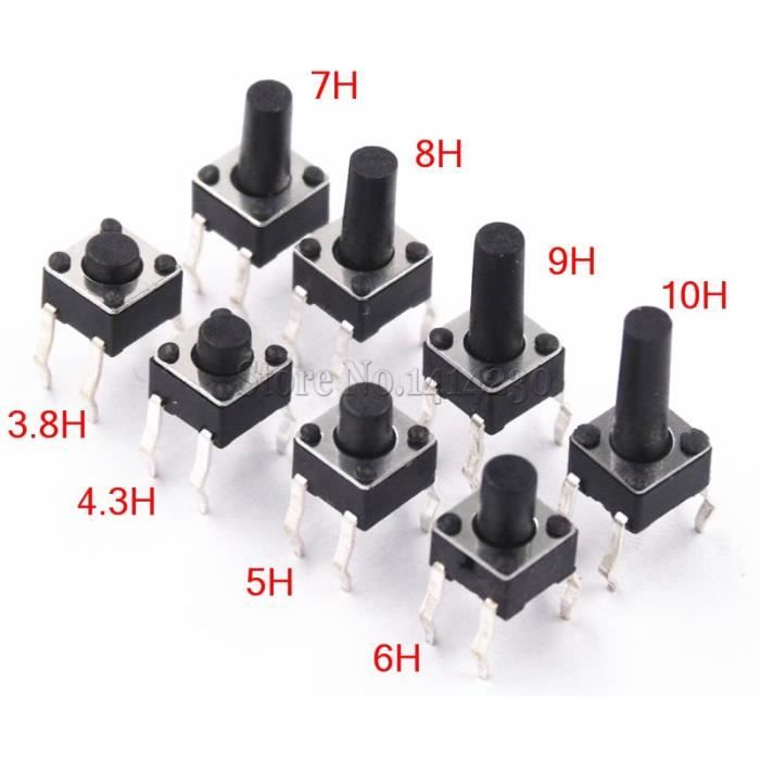 100 Interrupteurs Bouton Poussoir Tactiles 4 Broches - 6x6x4,5 Mm, Momentané, Pour Circuits électroniques, PCB - 6