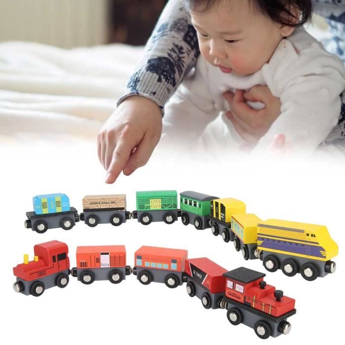 Toy Train Rttle Trains Toy, 12pcs Magnetic Railway Trains Toy Simulation Wooden ...