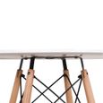 BenyLed Table de salle à manger ronde moderne avec pieds en bois de hêtre et cadre en métal, table de cuisine scandinave, Blanc-1