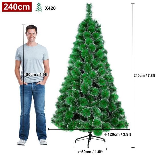 Sapin De Noël Artificiel Avec Guirlande Lumineuse LED - 120 Cm Vert PVC, Montage Rapide, Ignifuge, Avec Support