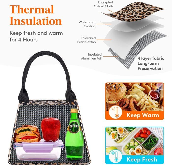 Fmeida Sac Isotherme Repas Petit Glacière Souple Isothermes Réutilisable Lunch Bag Portable Sacs Pique-Nique Déjeuner pour Femme Homme Enfant Travail École Bureau