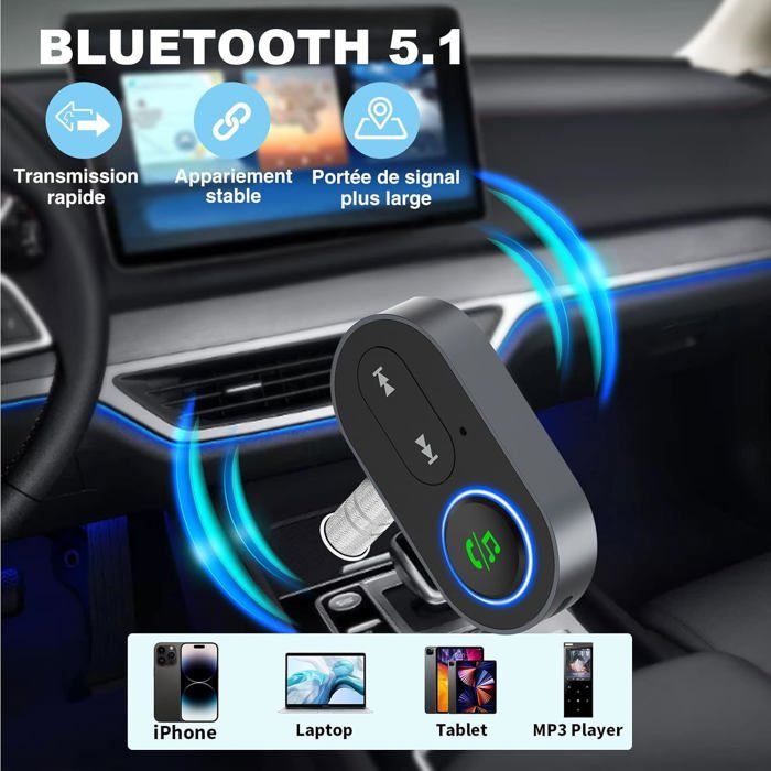 Bluetooth Adaptateur Jack Voiture recepteur Aux 35mm auxiliaire Audio USB Casque Prise avec
