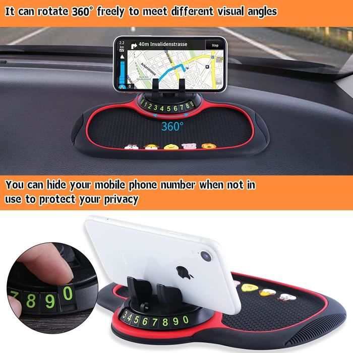 Tapis antidérapant pour voiture avec support de navigation rotatif multifonctionnel  pour tableau de bord (téléphone portable, GPS…) - Équipement auto