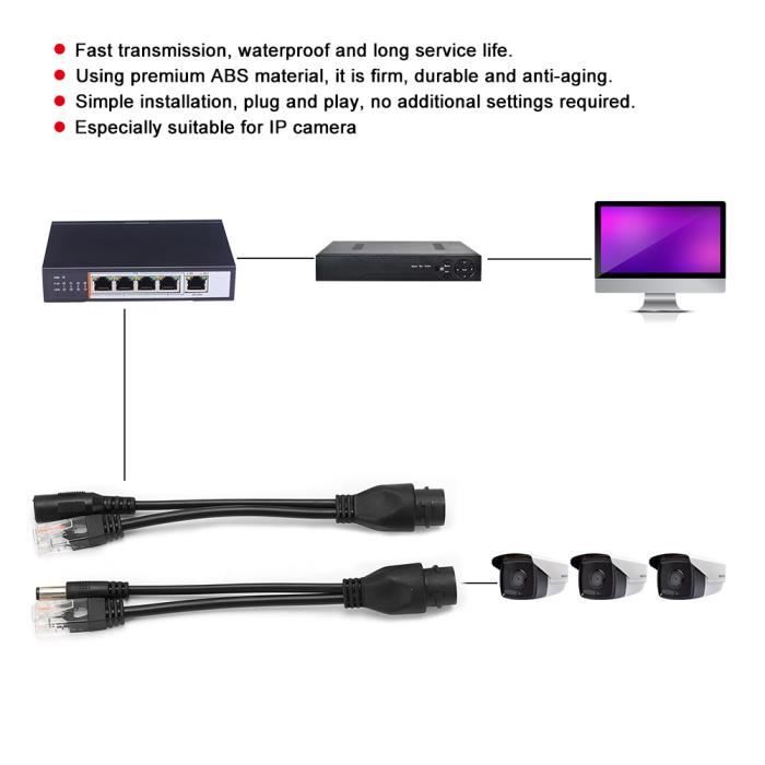 Splitter POE SONEW Adaptateur d'injecteur DC12V étanche pour
