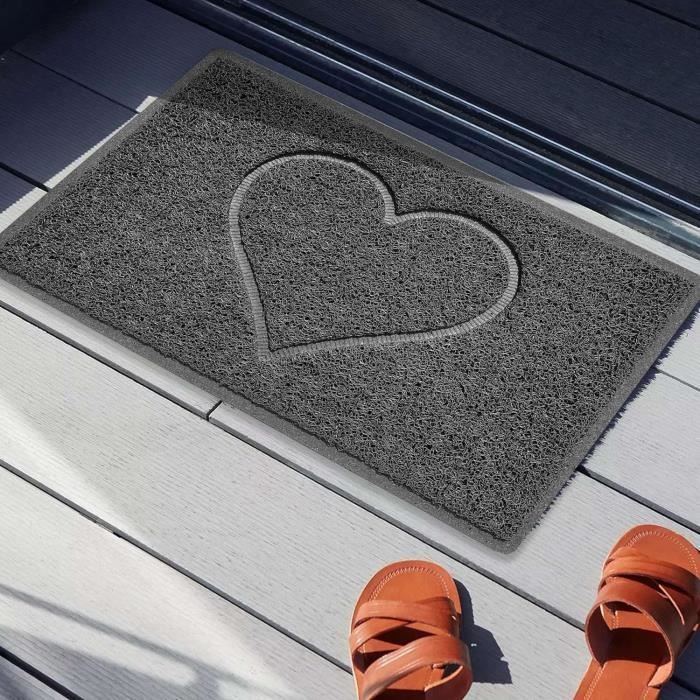 Paillasson Lavable En Forme De Cœur En Relief - Gris Foncé (Drainage ...