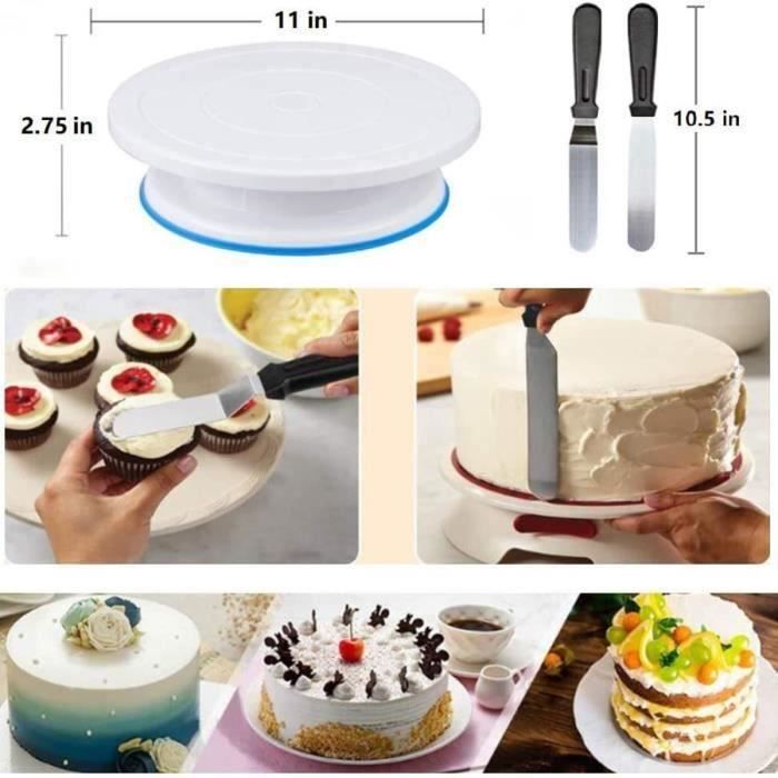 Support de gâteau tournant en acier inoxydable 11,8 pouces tourne-disque à  gâteau avec base rotative pour la décoration de