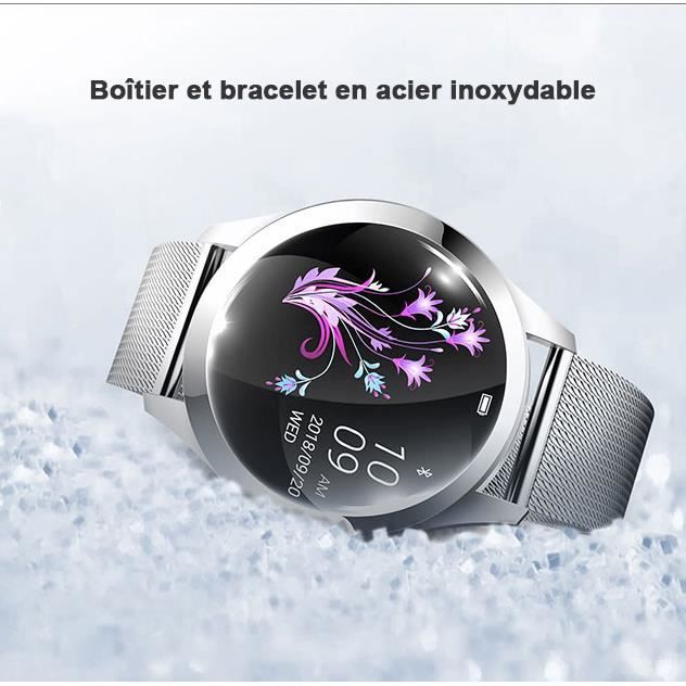 Montre connectée MagicFox Montre connectée femme, bracelet connecté avec  fréquence cardiaque, podometre, écran tactile, suivi de performance -  android, ios