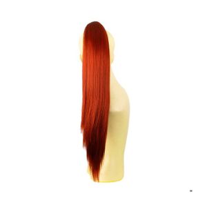 Postiche Queue De Cheval Synthétique 28 Cm Roux Cuivré Intense - Neuf Avec étiquettes, Fixation Pince Crabe