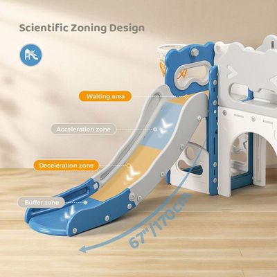 Toboggan Enfant 9 En 1 Avec Panier Basket Et Télescope - Pour Intérieur Et Extérieur - Enfants Dès 2 Ans (jusqu'à 60 Kg)