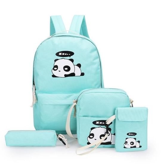 Gris DIOMO panda bag female canvas school backpack set for boys with girls teenagers laptop bagpack women c Cdiscount Bagagerie Maroquinerie