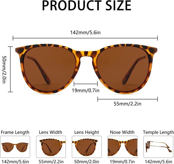 SOJOS Lunettes De Soleil Polygonales Rondes Polarisées Rétro Vintage - Protection UV400