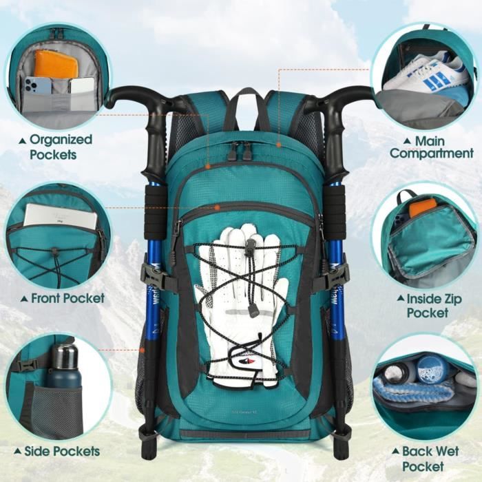 IGOLUMON Sac à Dos Randonnée Homme Femme 40L Ultraléger Pliable Sac à Dos  Imperméable Grande Sac à Dos Voyage Sac à Dos pour Trekking Sport Camping,  Bleu : : Sports et Loisirs