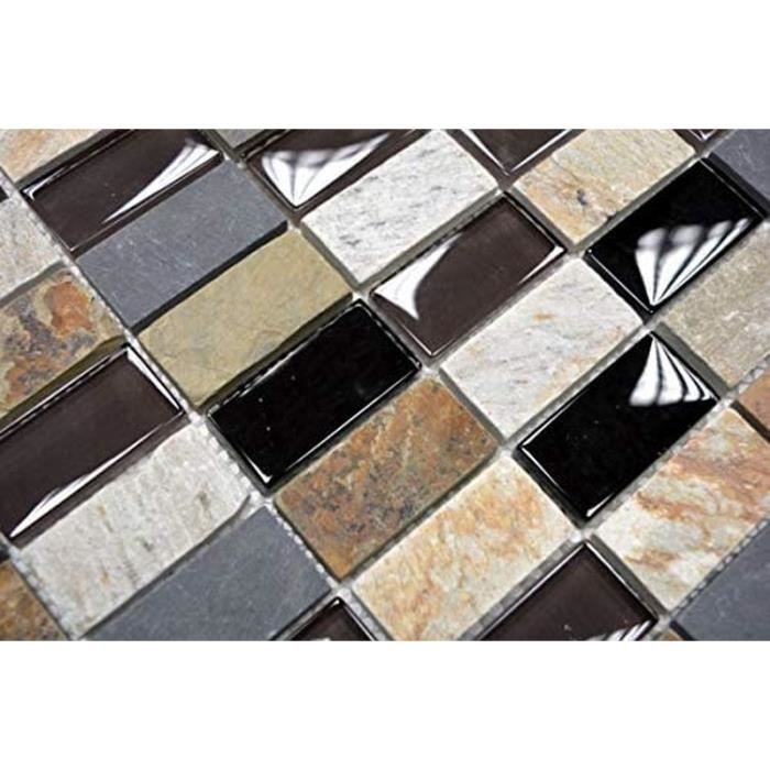 Mosaïque Mélange Clair Noir/Gris 31.5x31.5 cm - Réflex Boutique