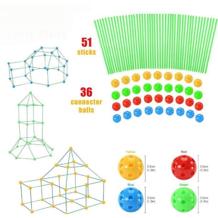 87pcs Enfants Fort Kit de construction Châteaux Tunnels Tentes