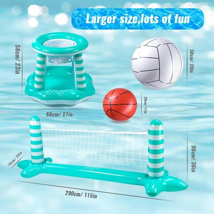 Kit Sports Piscine OSDUE - Basket & Volley Gonflable Avec Ballons