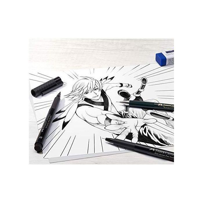 Boite feutre FABER & CASTELL Pitt Artist pen - 4 feutres - Noirs