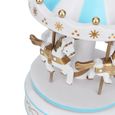 cadeau de musique à remontage pour enfants Boîte à Musique Manège Cadeau Carrousel Noël Mariage Anniversaire Décoration (Bleu HB057-3
