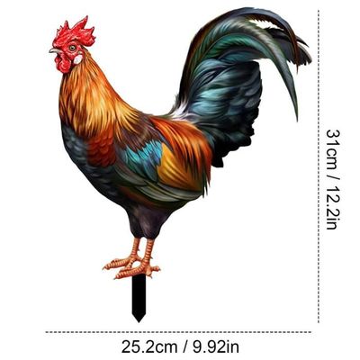Statue Coq En Résine Avec Lanterne Solaire - Décoration Jardin Réaliste, 17x31.5 Cm, Résistante Aux Intempéries