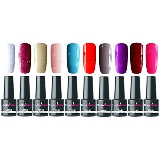 Kit Vernis Semi Permanent X 10 Valise Manucure Lampe Uv Nail Art