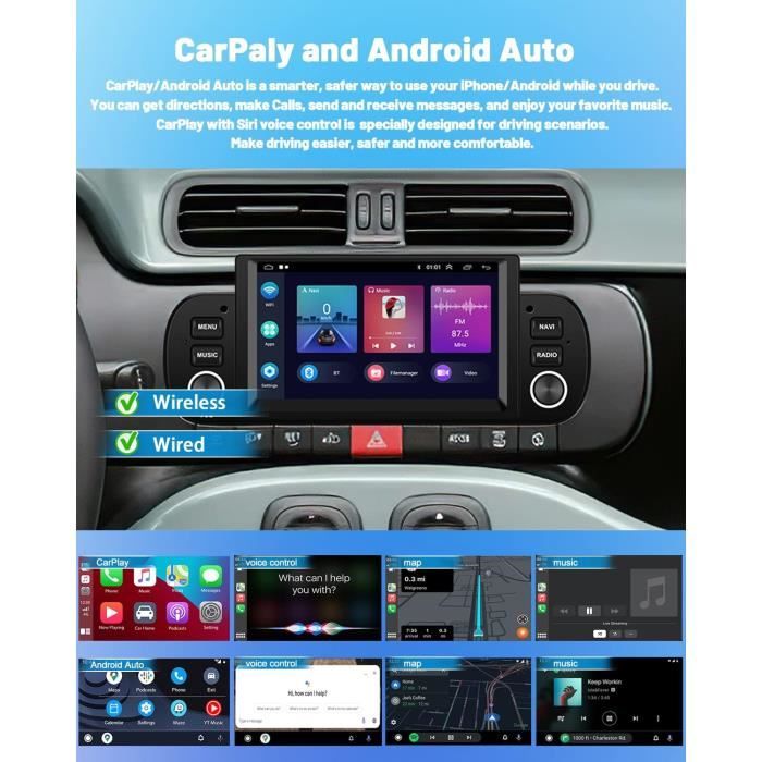 2+32GB] Hikity Android GPS Autoradio Fiat Panda 2013-2020 sans Fil