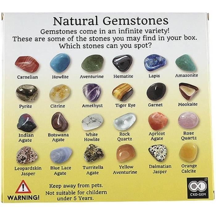 Lot de 20 pierres précieuses naturelles, collection de pierres précieuses  minérales pour enfants, fossiles éducatifs - Cdiscount Jeux - Jouets
