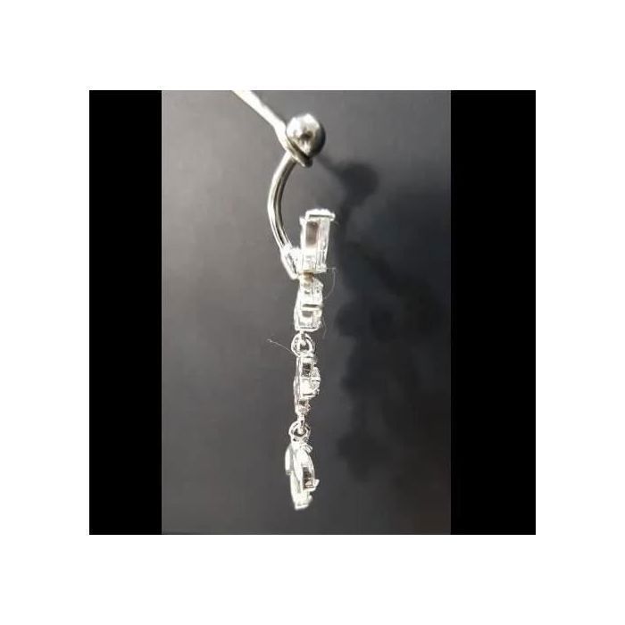 Acheter Bijou de piercing nombril fleur en Cristal incolore sur Argent et acier