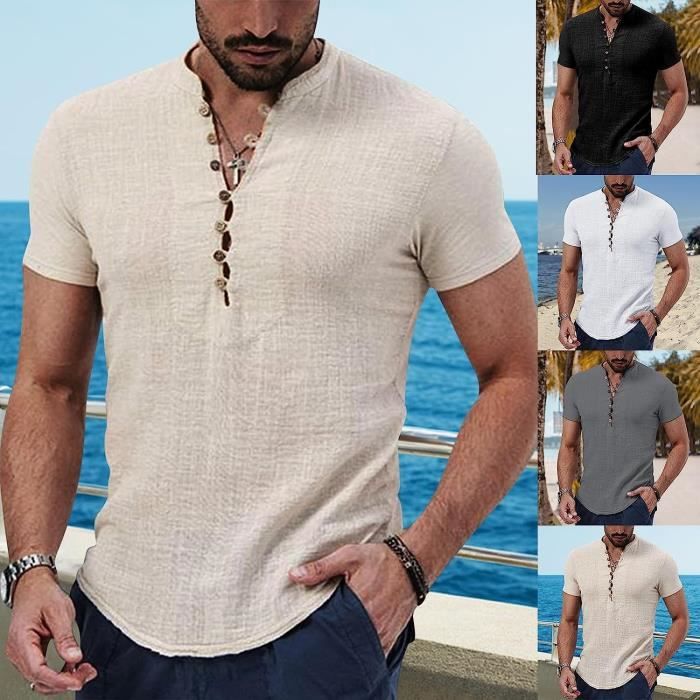 Chemise en soie homme col mao clearance