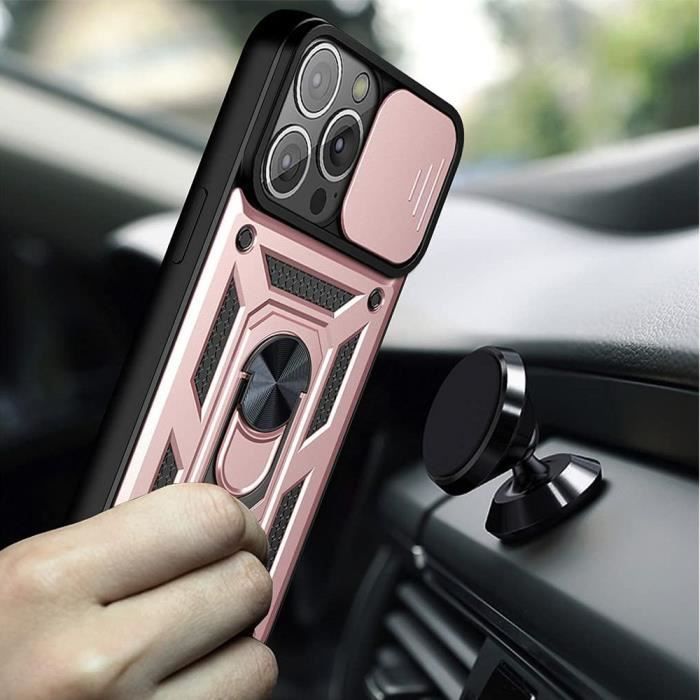 Coque Antichoc IPhone 16 Plus - Couleur Rose Militaire - Avec Anneau Magnétique - Renforcée Et Durable