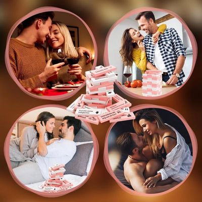 Ronronner – 48 Blocs Défis Intimes Pour Couples – Jeu Romantique En Bois (Rose)