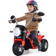 GOPLUS Moto Electrique Enfants Moto Scooter 3 Roues,6V 20W avec Phare/Klaxon,Marche AV/AR Vitesse 3-4km/h,pour Enfant 3-5 Ans,Rouge-0
