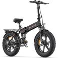 VTC electrique pliant adulte ENGWE EP-2 Pro Autonomie 120km fat bike 20 pouces pneu avec amortisseur avant Batterie 48V13AH Noir-0