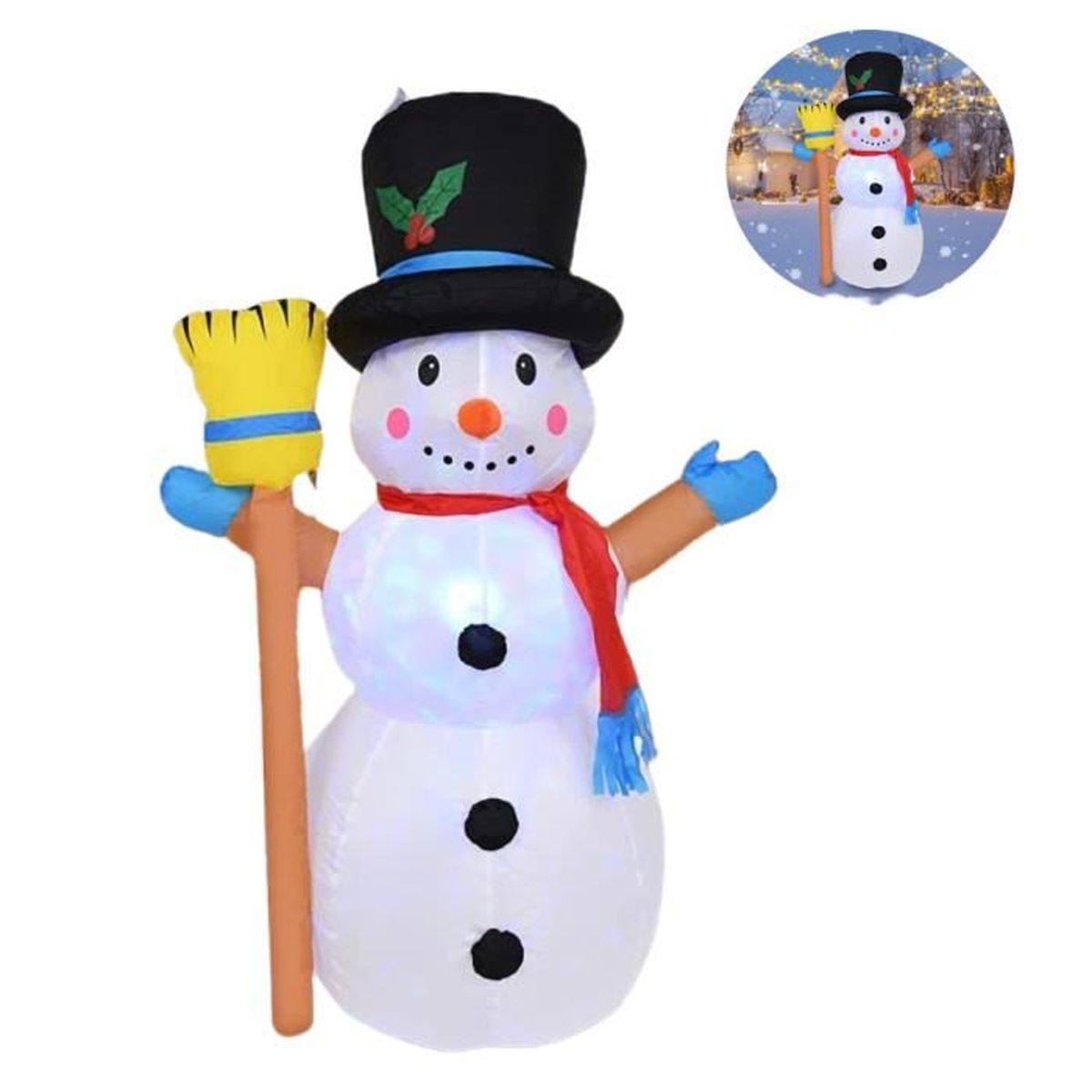 Bonhomme de Neige Gonflable de Noël avec éclairage LED pour Intérieur